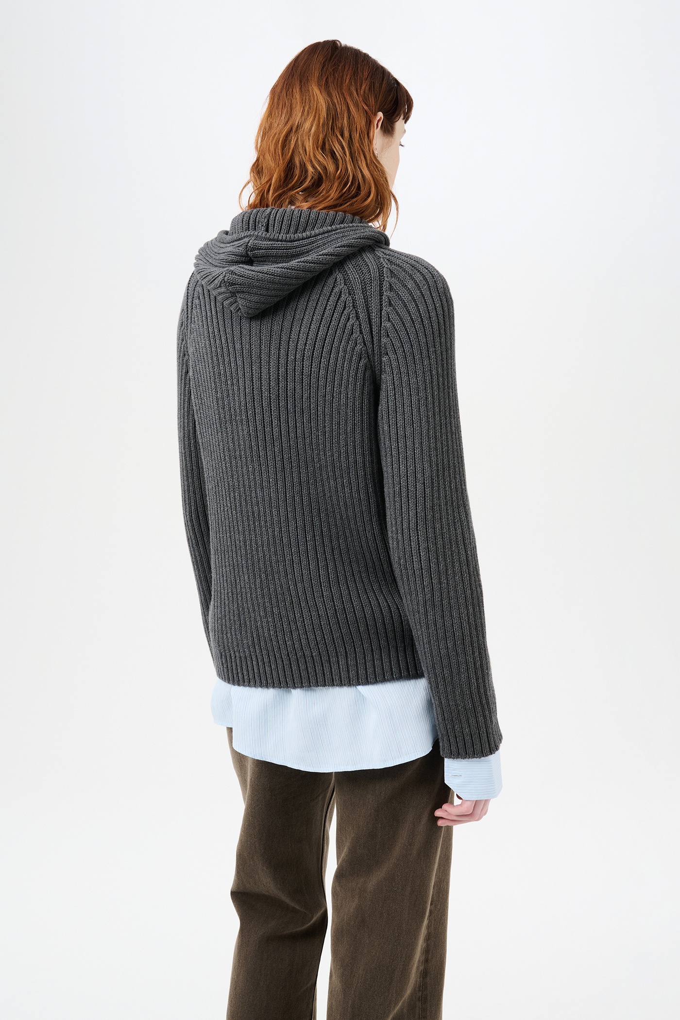 Level Hood Dark Grey Melange Dry Cotton - 5