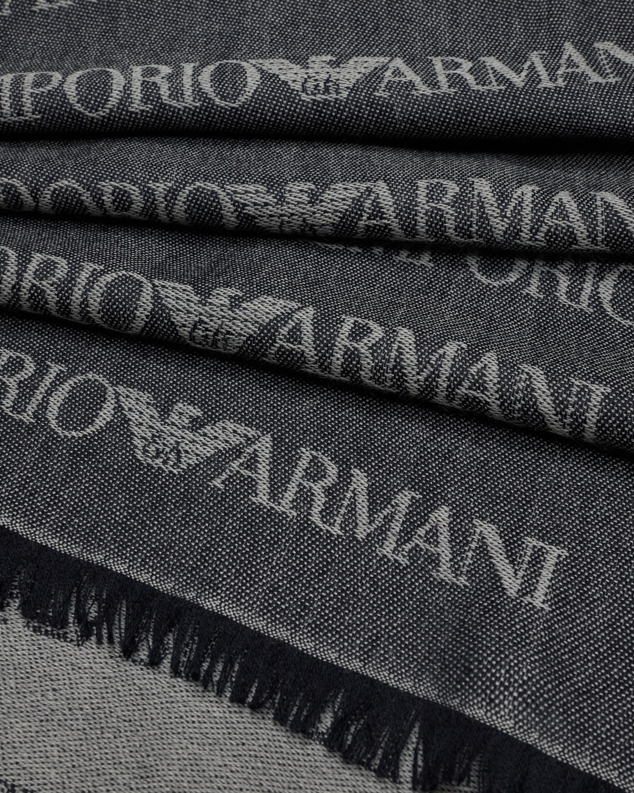 VIRGIN-WOOL BLEND SCARF WITH JACQUARD LOGO LETTERING AND FRINGES - 2