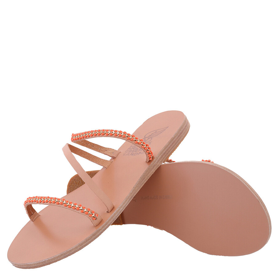 Ancient Greek Sandals Natural/Coral Apli Polytimi Chain Detail Sandals - 2
