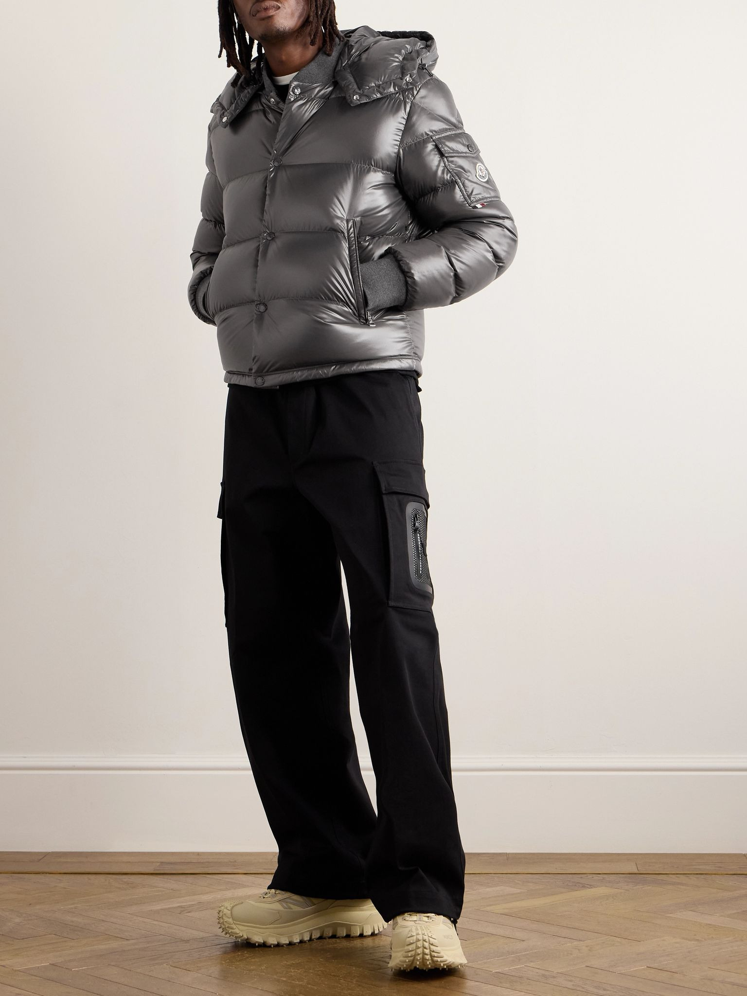 Maljasset Slim-Fit Quilted Lacquered-Nylon Hooded Down Jacket Gray - 2