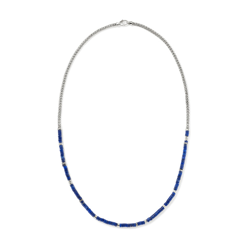 Heishi Chain Necklace, Sterling Silver, Hardstones 4