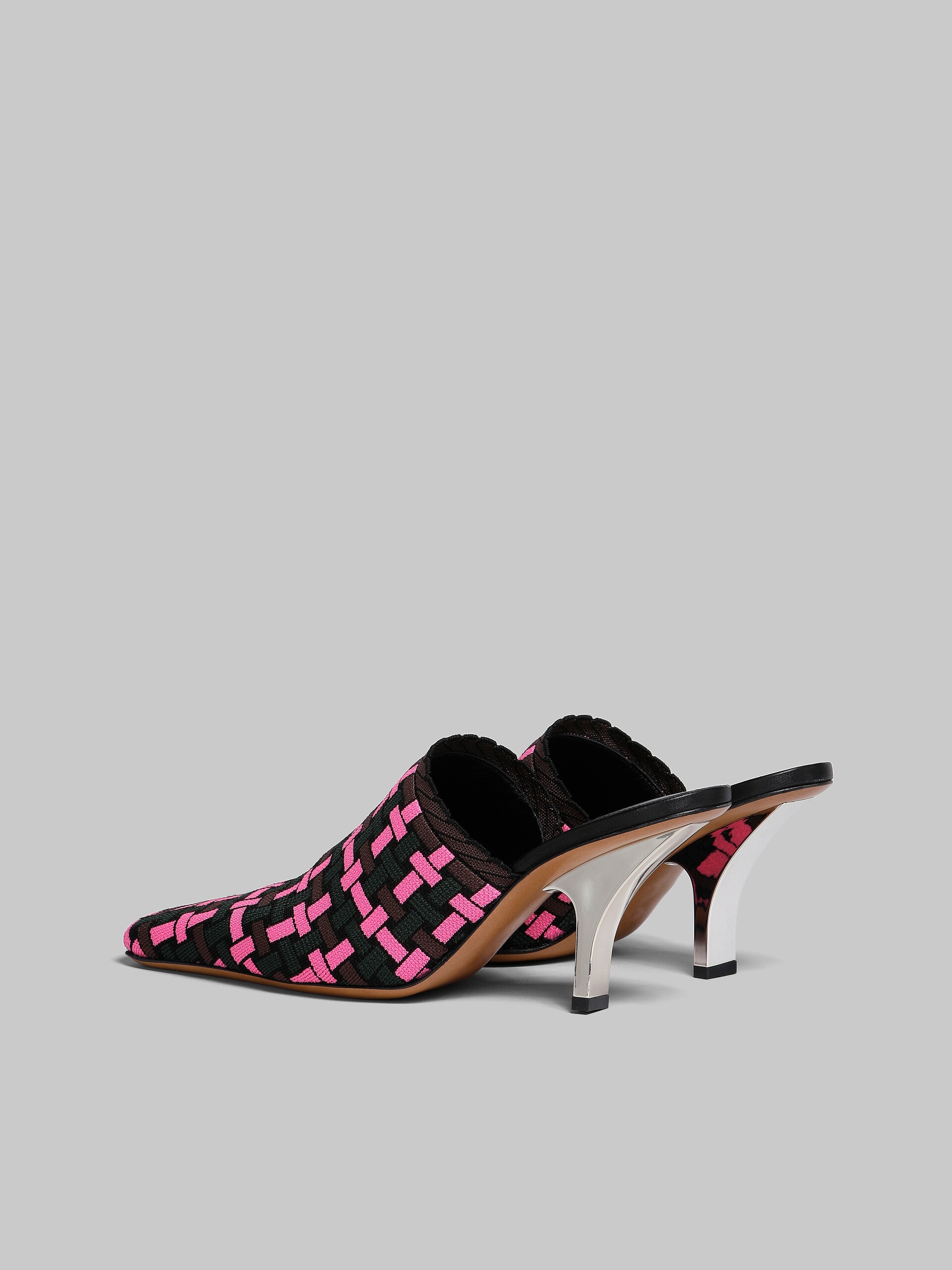 FUCHSIA BROWN AND DARK GREEN WOVEN-EFFECT MULE - 3