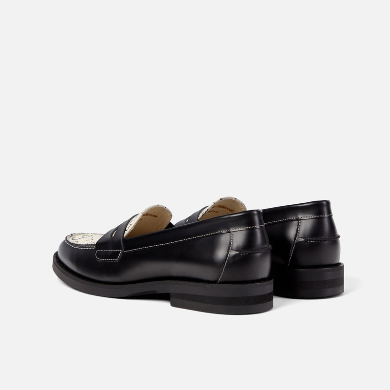 Wilde Black Sketch Floral Penny Loafer - Women's 6