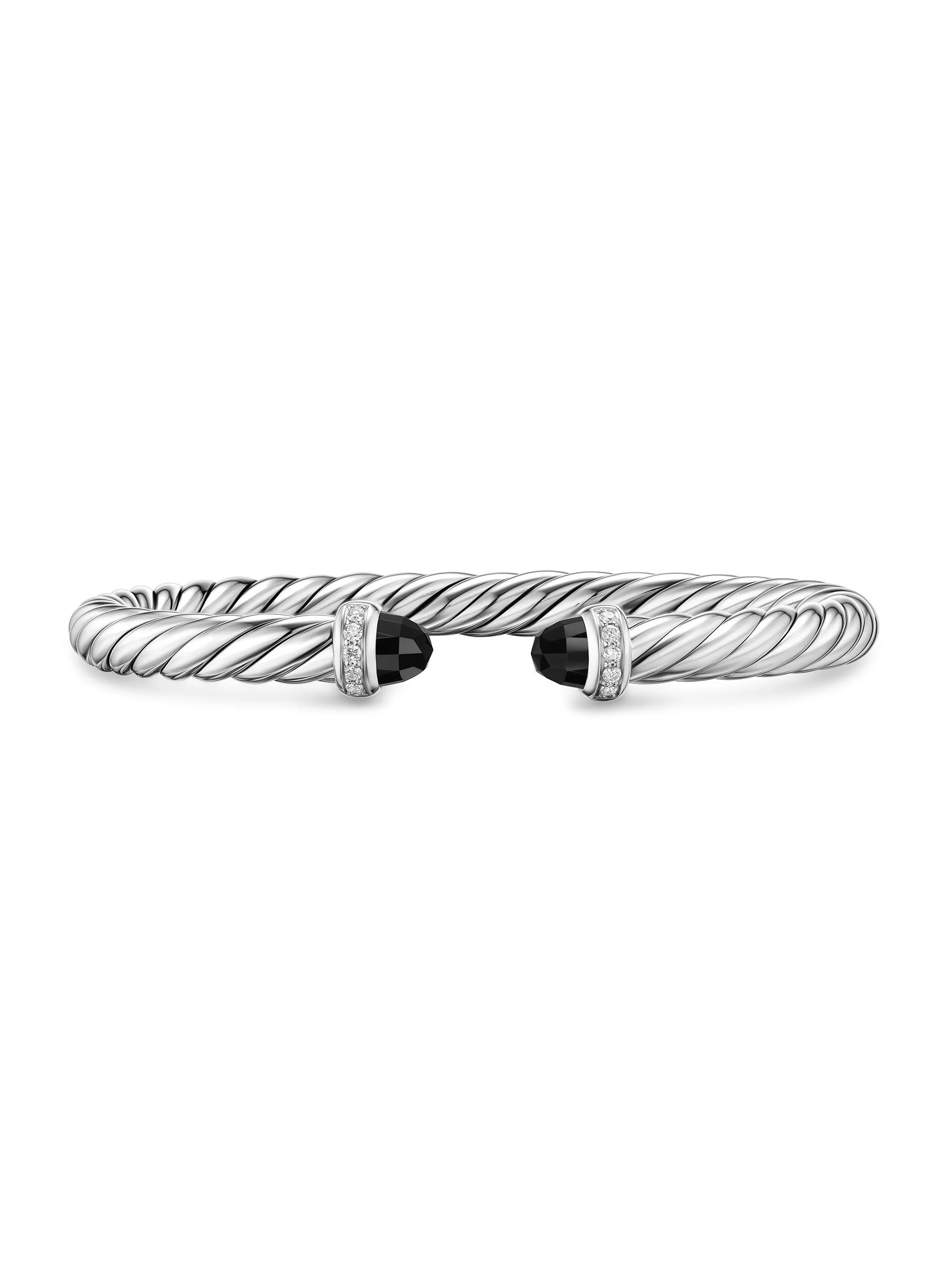 Women's Cable Flex Bracelet in Sterling Silver - Black Onyx - 1