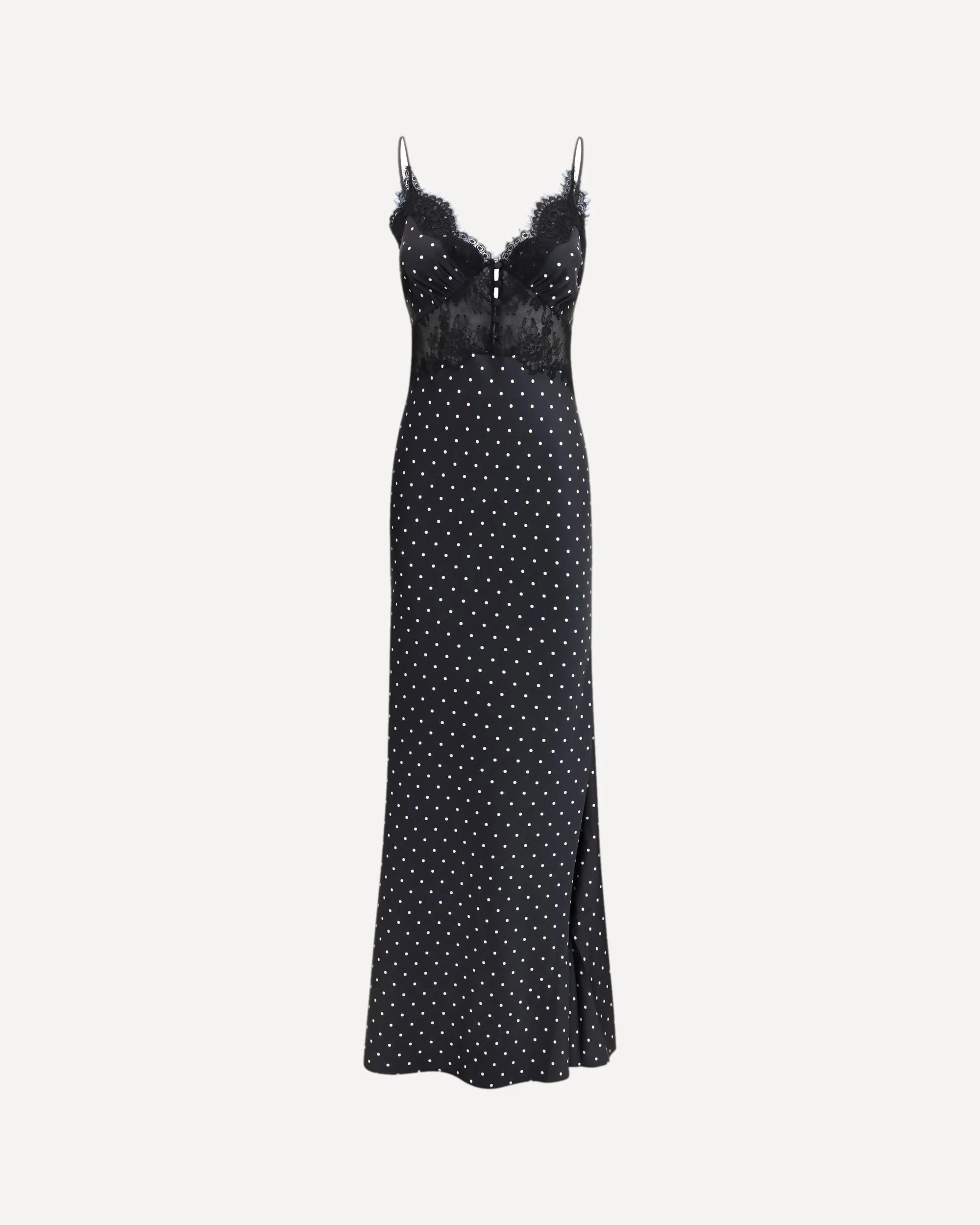 Polka dot satin maxi Dress - 1