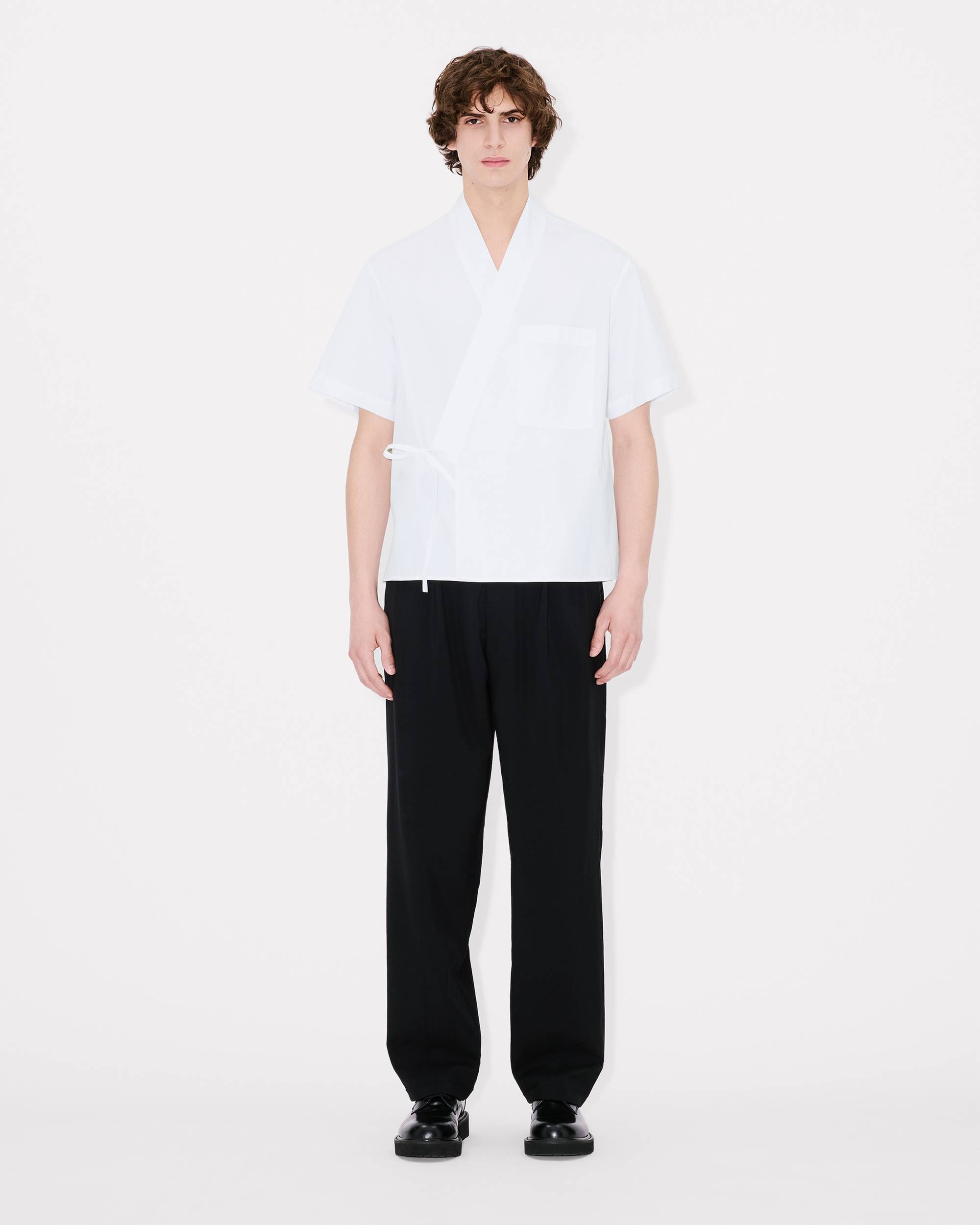 'KENZO Elephant Logo' kimono short sleeve shirt in cotton poplin - 5