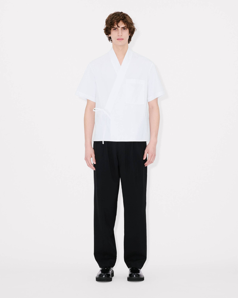 'KENZO Elephant Logo' kimono short sleeve shirt in cotton poplin 5