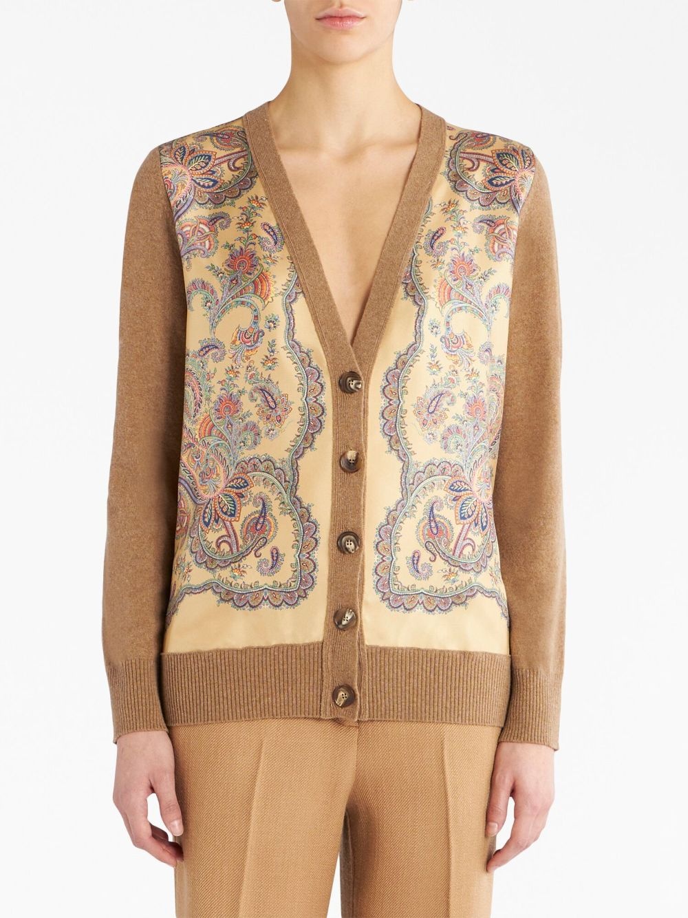 floral-print panelled cardigan - 2