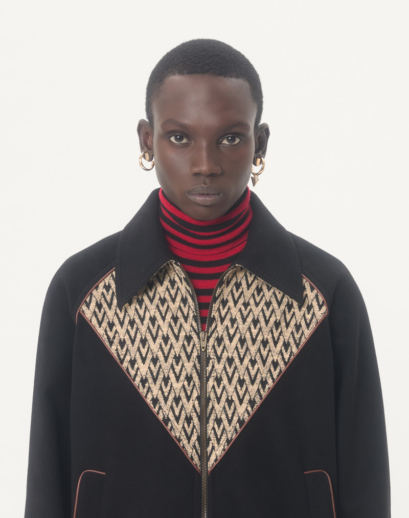 VALENTINO BOMBER JACKET IN WOOL AND CASHMERE DRAP WITH V INLAID WITH TOUTE LA V JACQUARD PATTERN 4