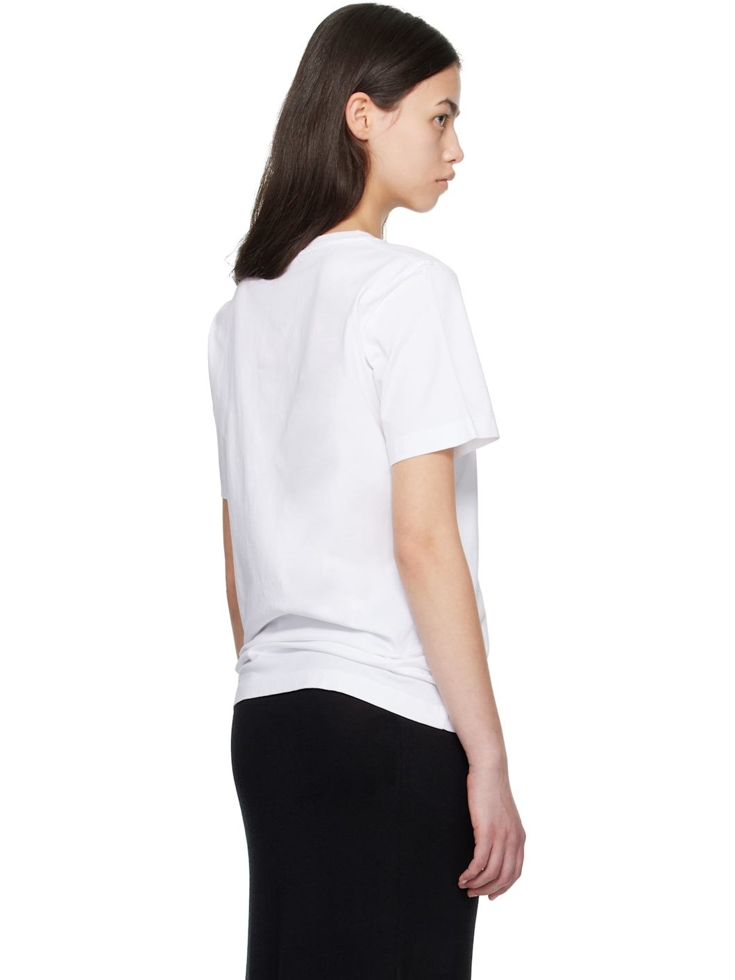 White Printed Brushed Rose Cotton Jersey T-shirt - 3