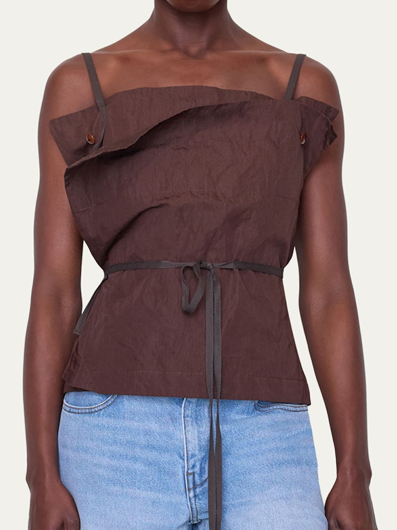 OSSOU Sienna Cotton Twill Ribbon Tie Top outlook