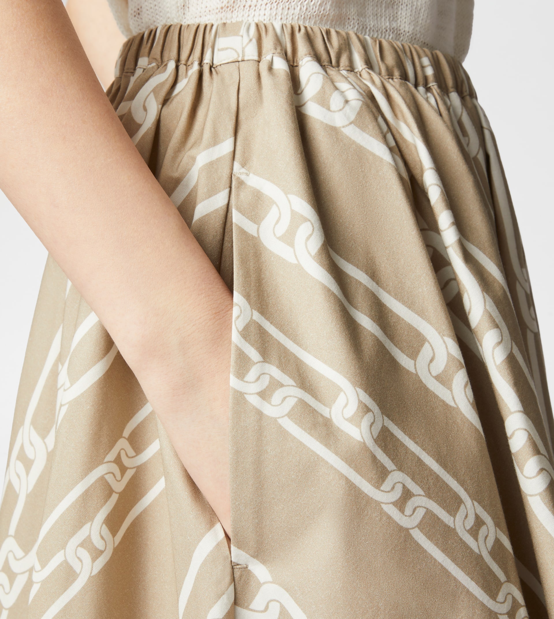 WIDE SKIRT - BEIGE, WHITE - 4