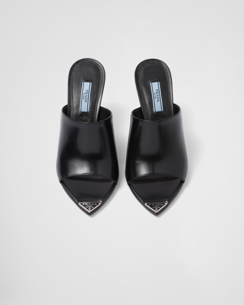 Brushed leather high-heel slides 4