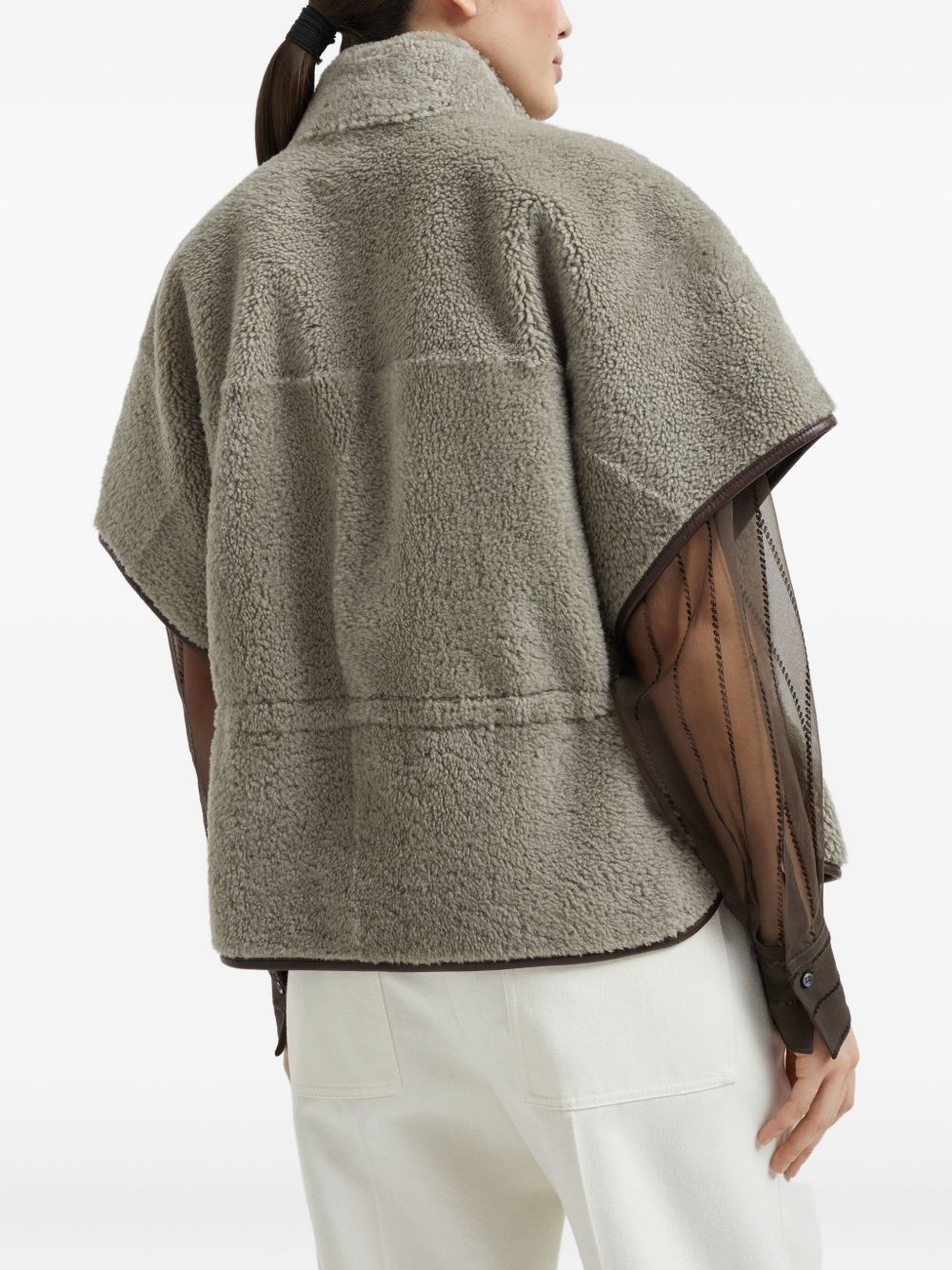 Monili chain-detail shearling jacket - 4