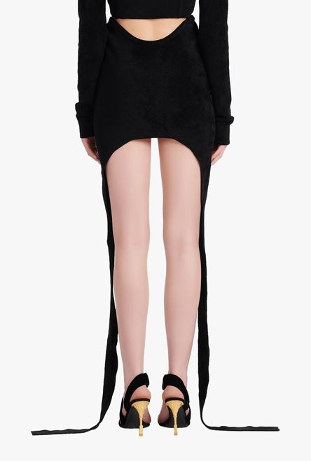 Short black velvet skirt - 8