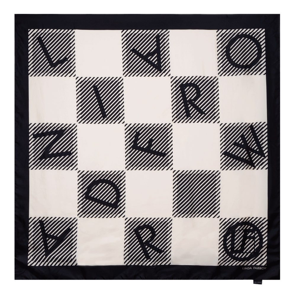 BLACK AND WHITE LOGO CHECK SCARF 135CM - 2