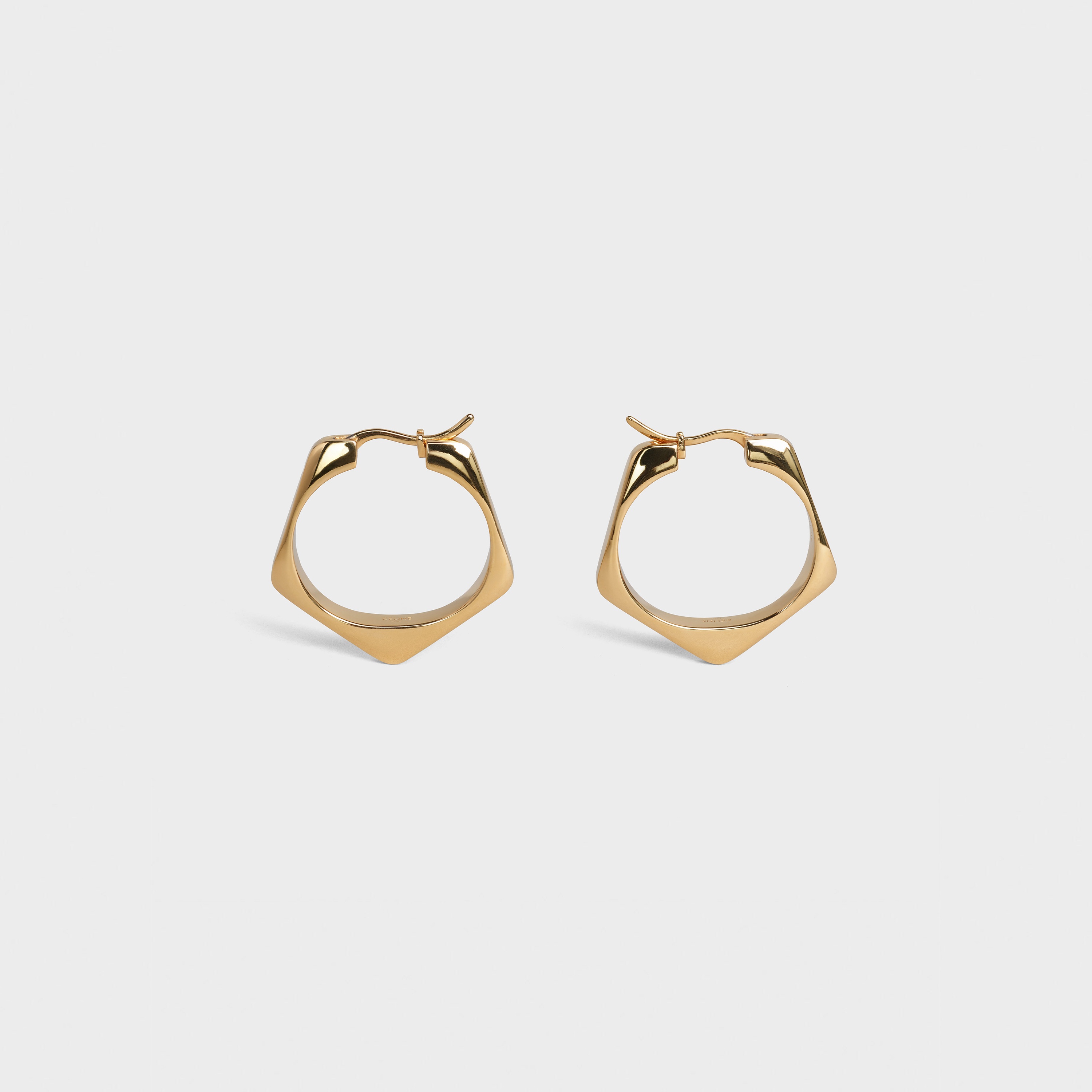 FORMES SIMPLES LARGE PENTAGON EARRINGS IN BRASS WITH GOLD FINISH - 1