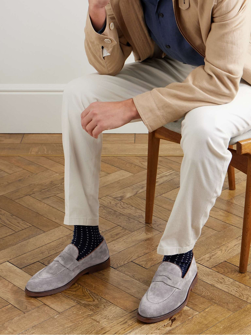 Brunello Cucinelli Leather-Trimmed Suede Penny Loafers outlook