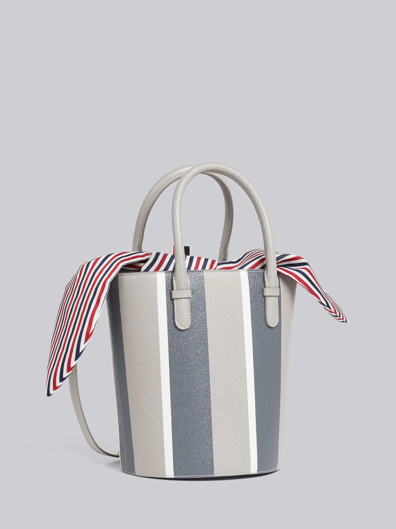 Stripe Pebble Grain Crossbody Bucket Bag 3