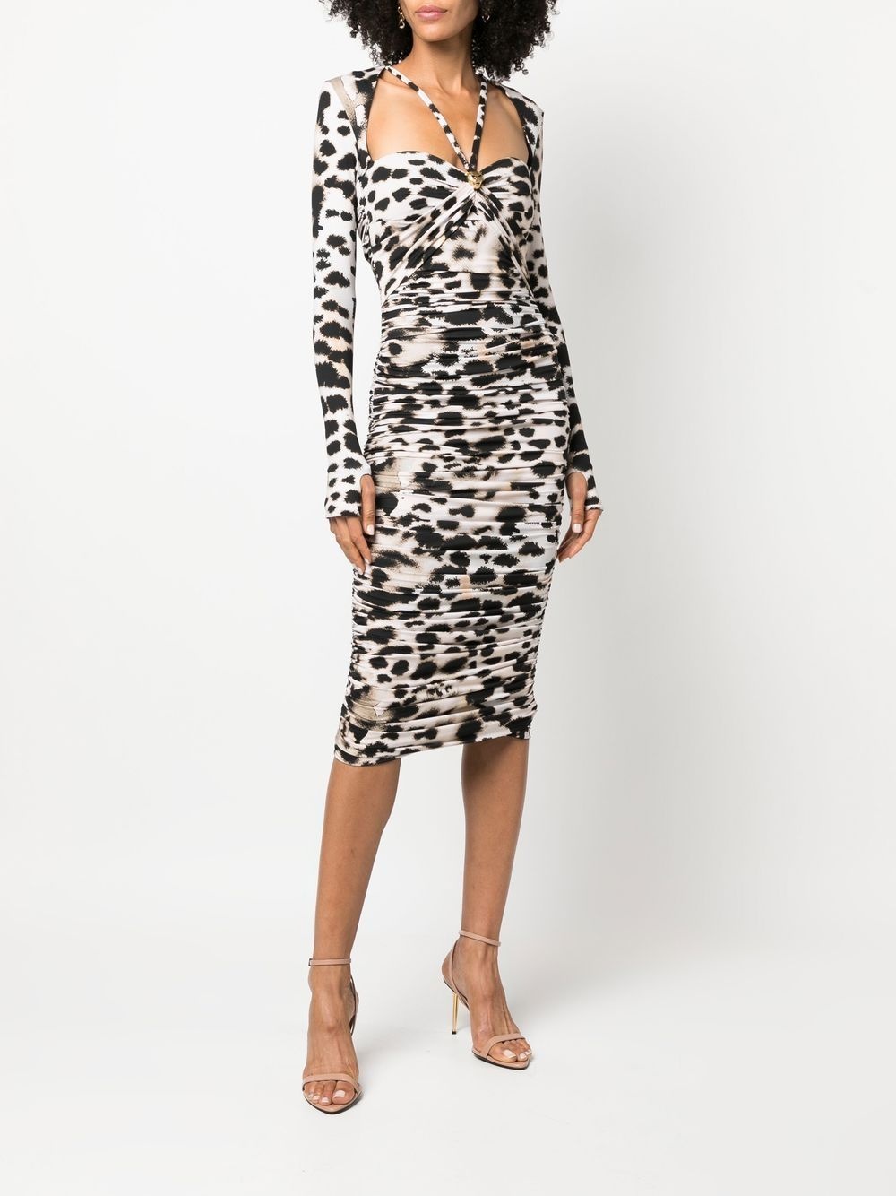leopard-print ruched dress - 2