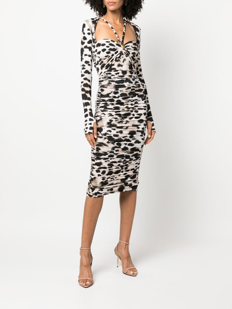 Roberto Cavalli leopard-print ruched dress outlook