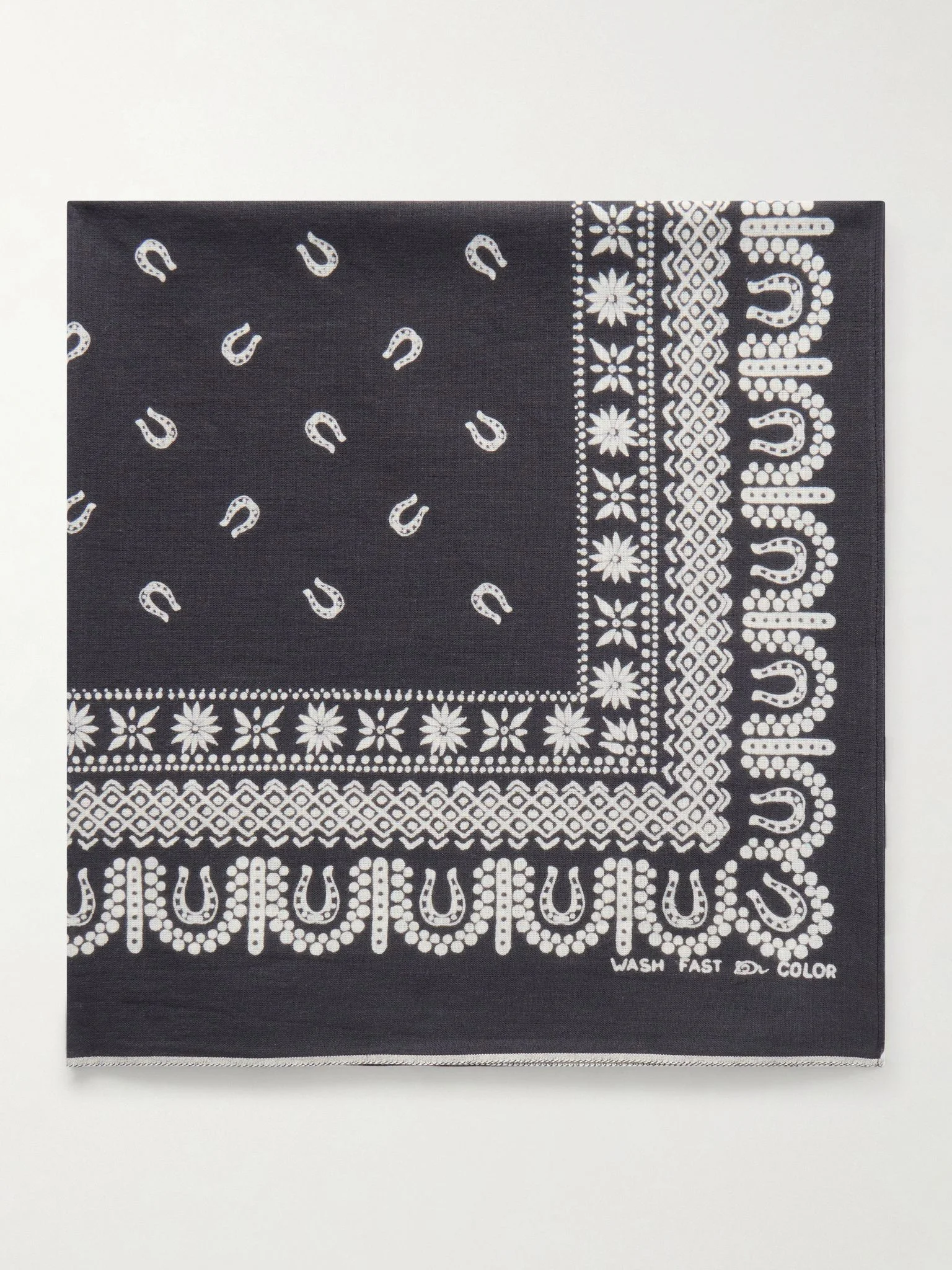 Fastcolor Selvedge Printed Cotton Scarf Black - 1