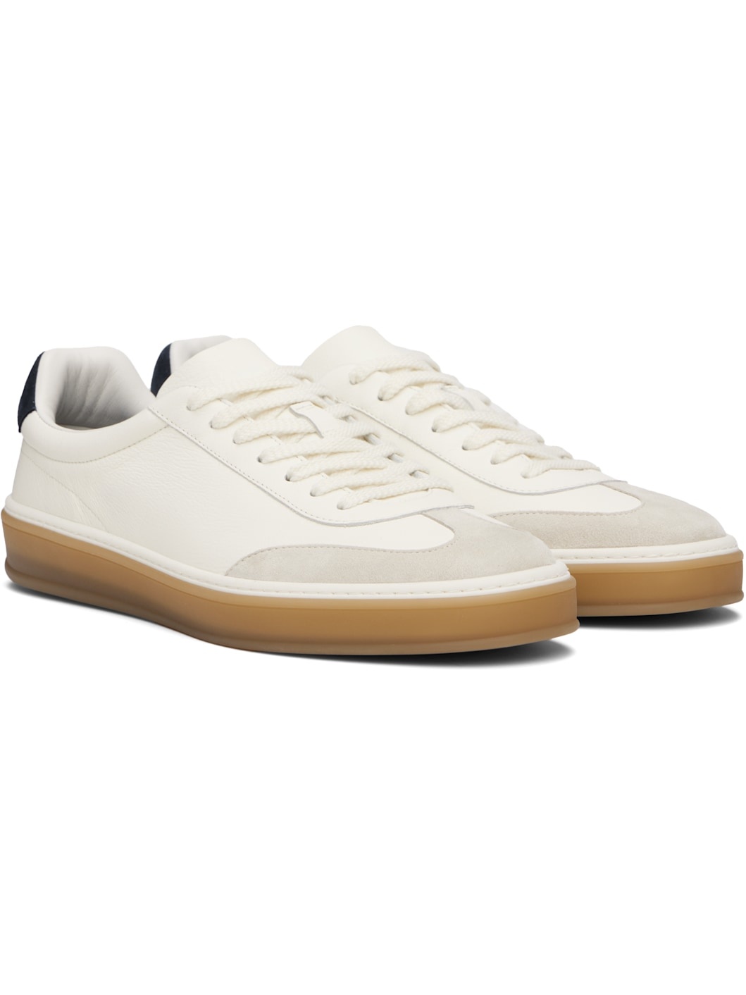 White & Navy BECKHAM Edition Low-Top Suede Sneakers - 4