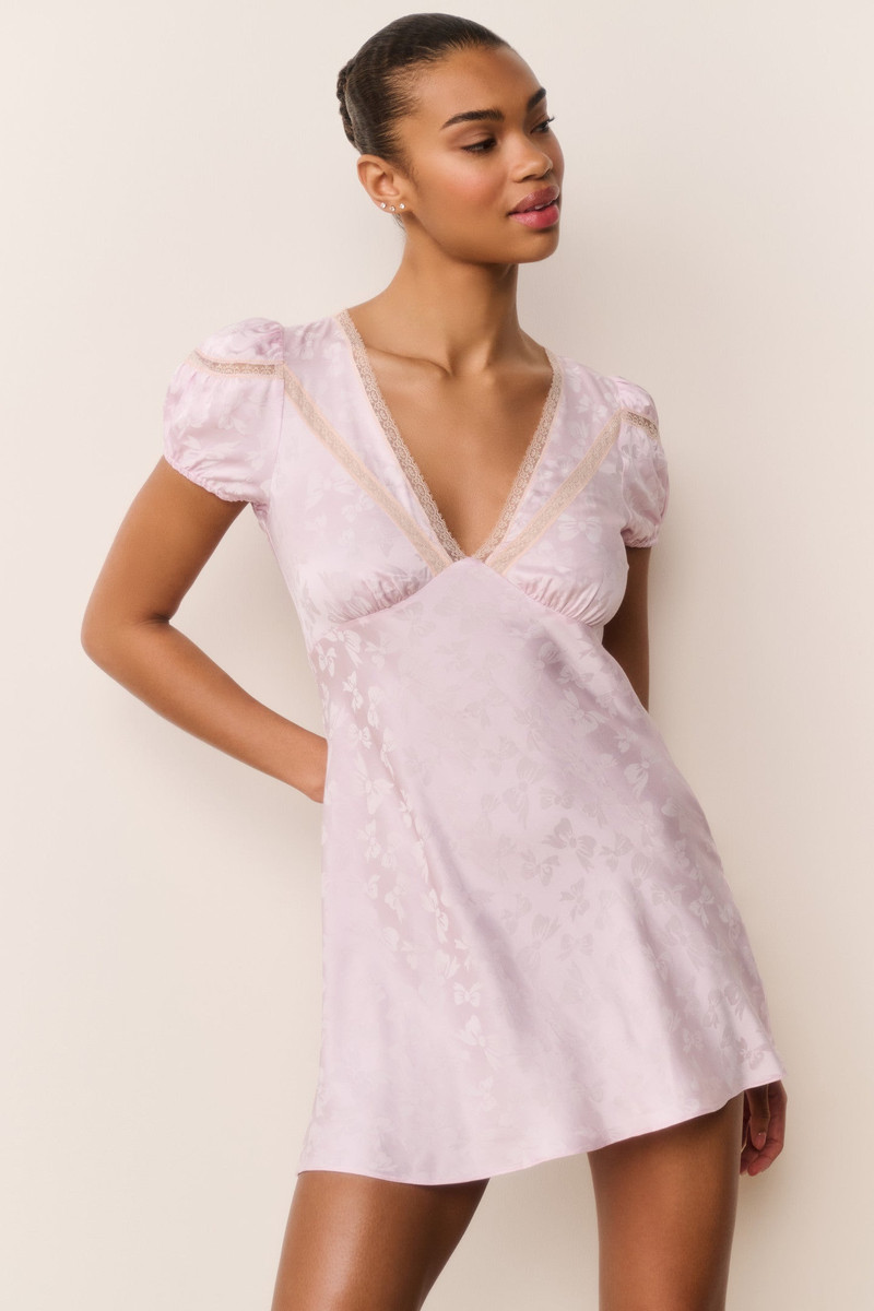 LoveShackFancy Sylara Silk-Blend Bow Jacquard Mini Dress outlook