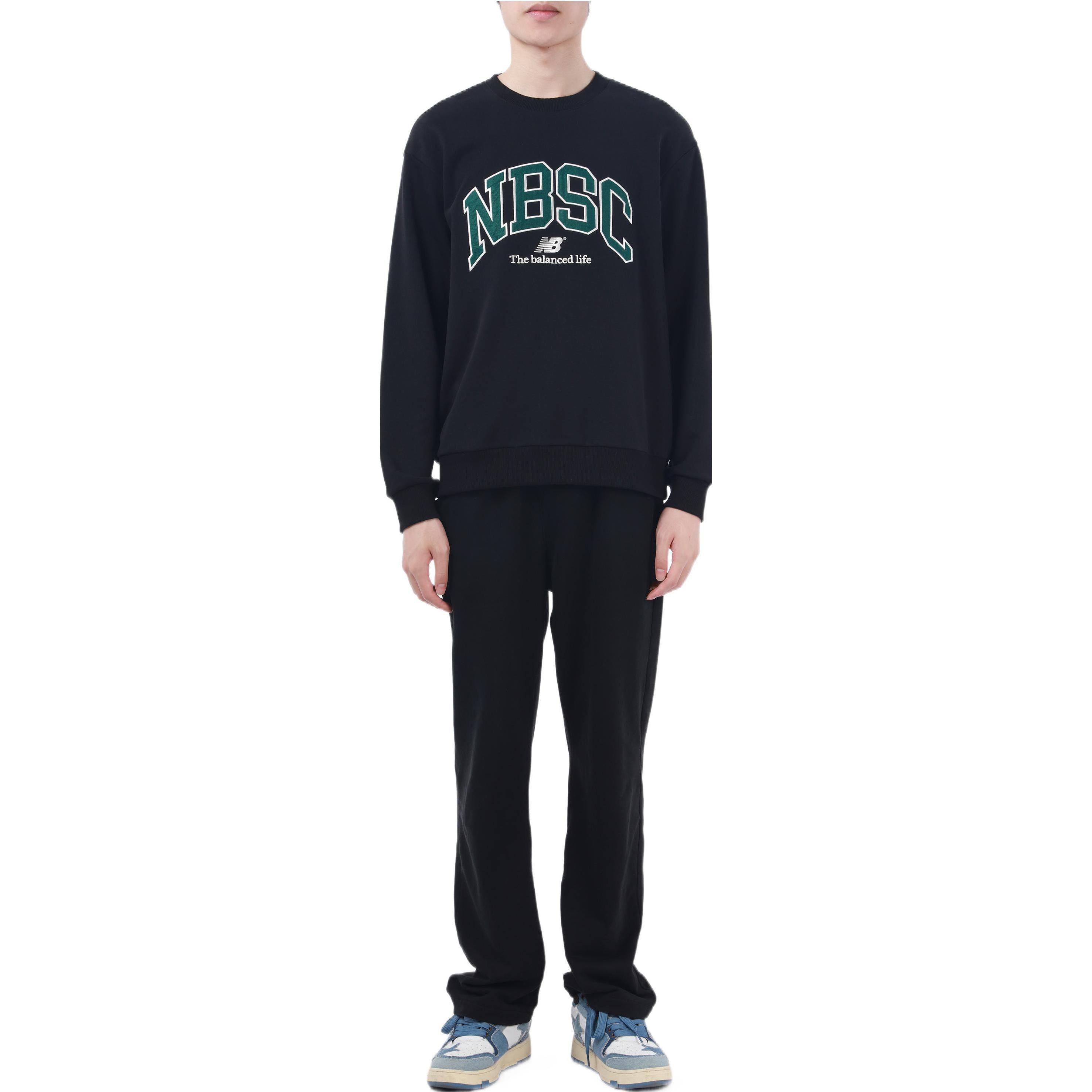 New Balance Casual Sports Sweatshirt 'Black Green' 5CC44333-BK - 3