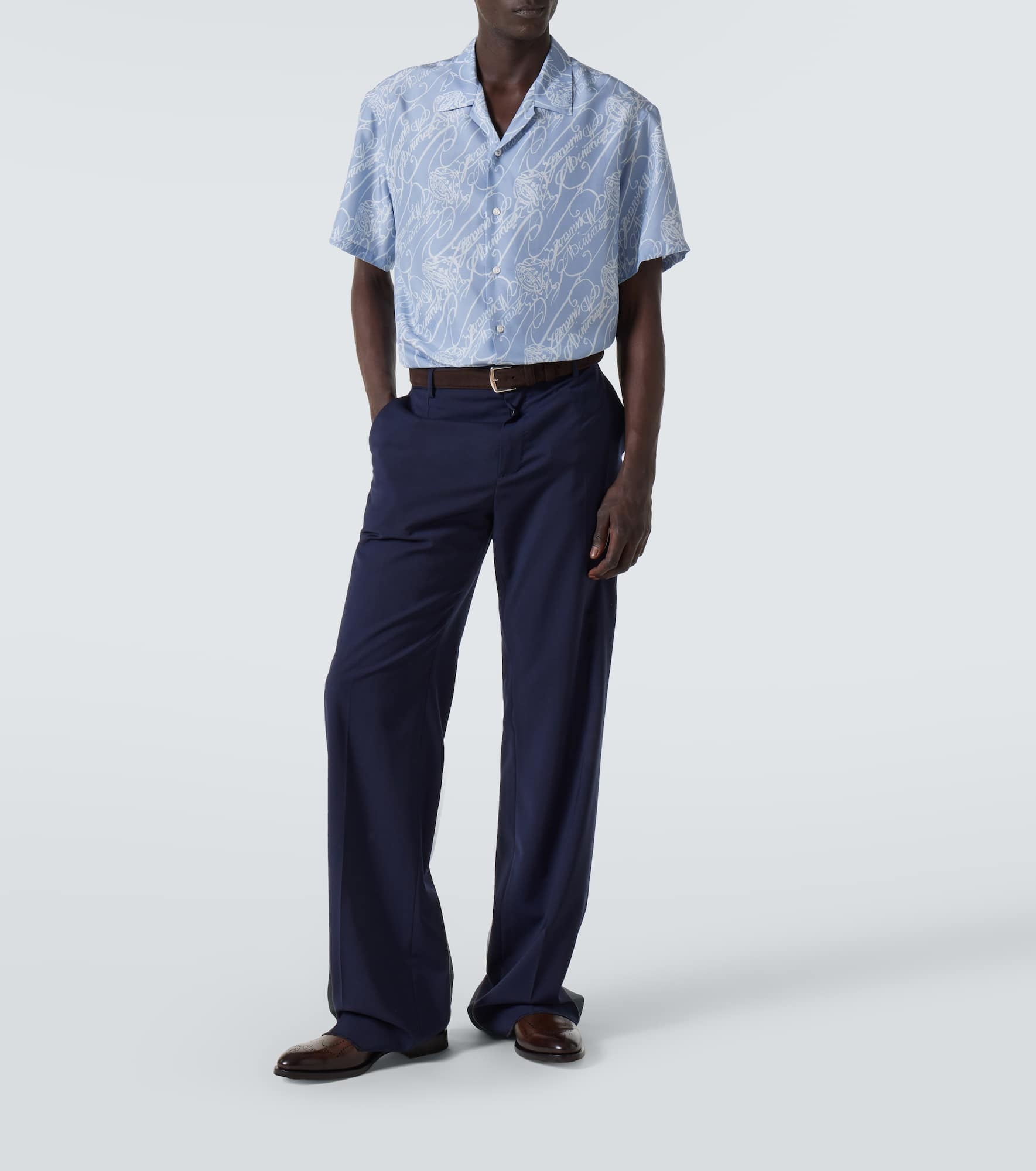 Scritto silk bowling shirt - 2