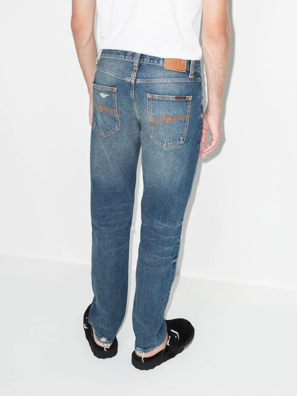 ripped-finish straight-leg jeans - 3