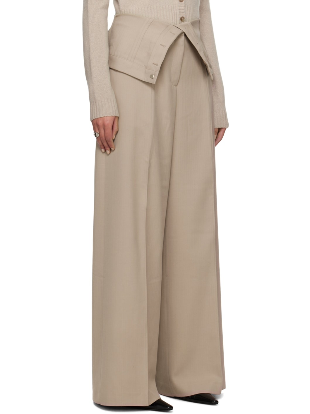Beige Tailored Trousers - 2