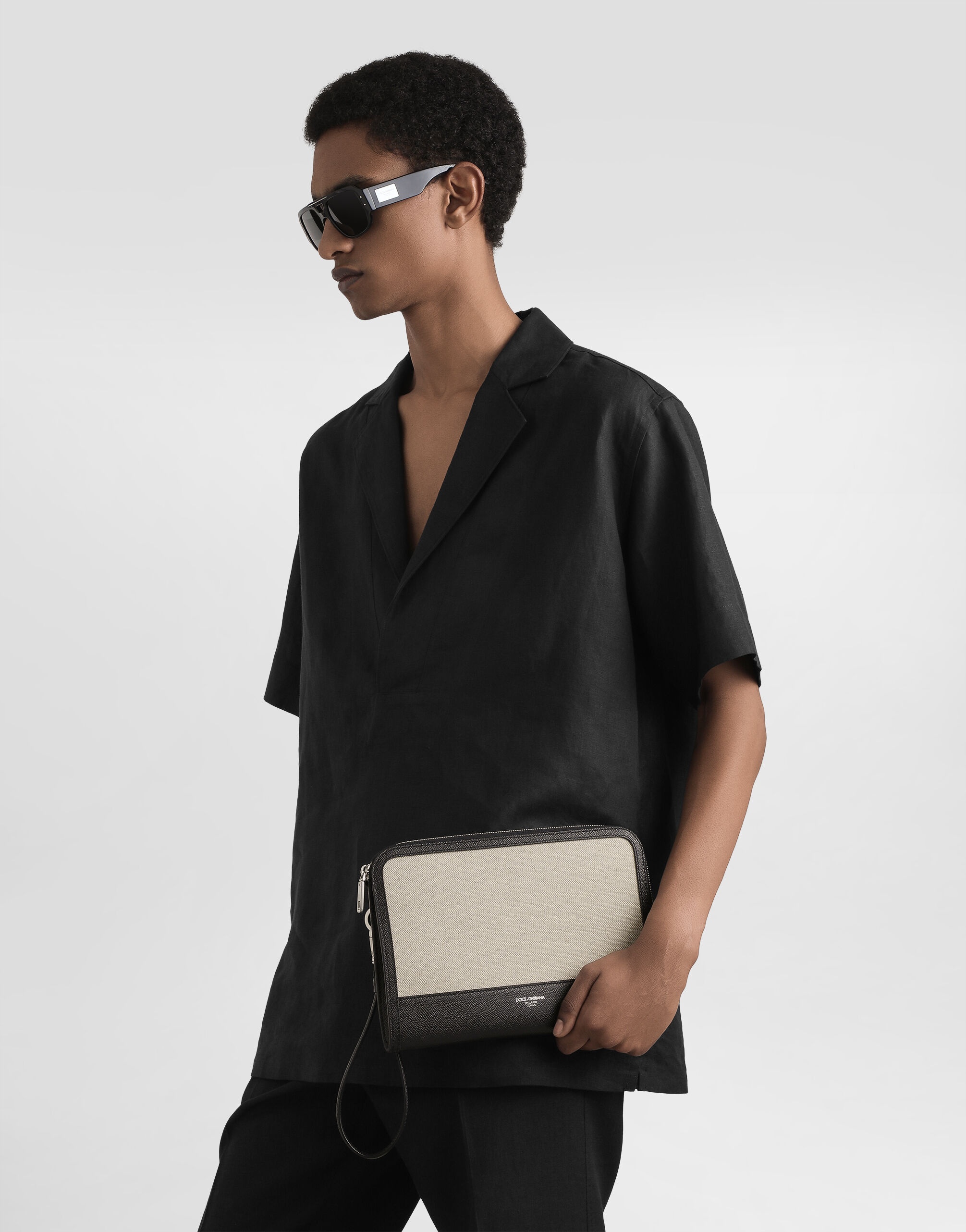 Salt&pepper calfskin atene clutch bag - 7