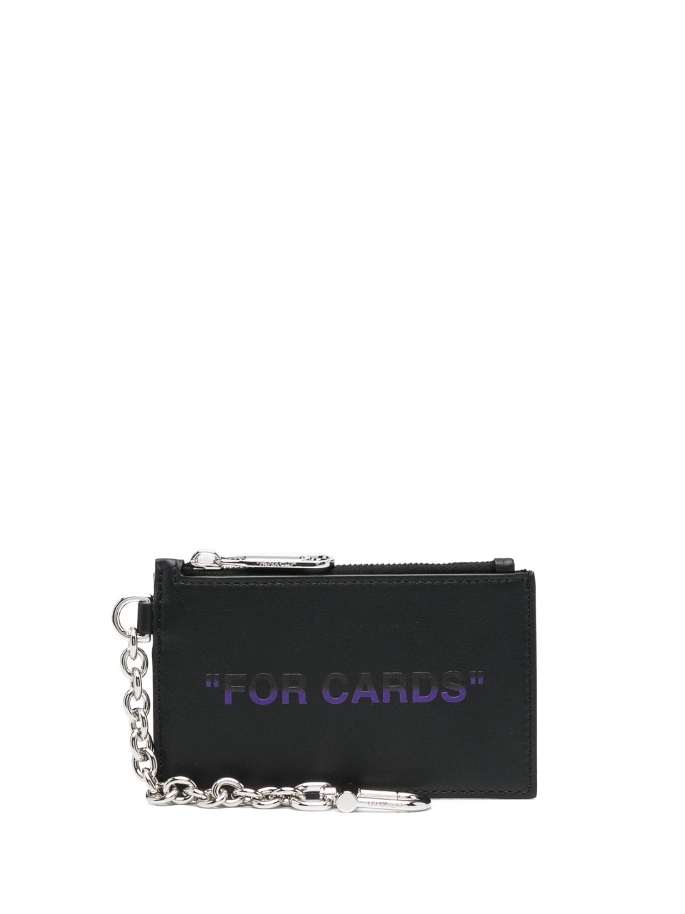 Quote-print leather cardholder - 1