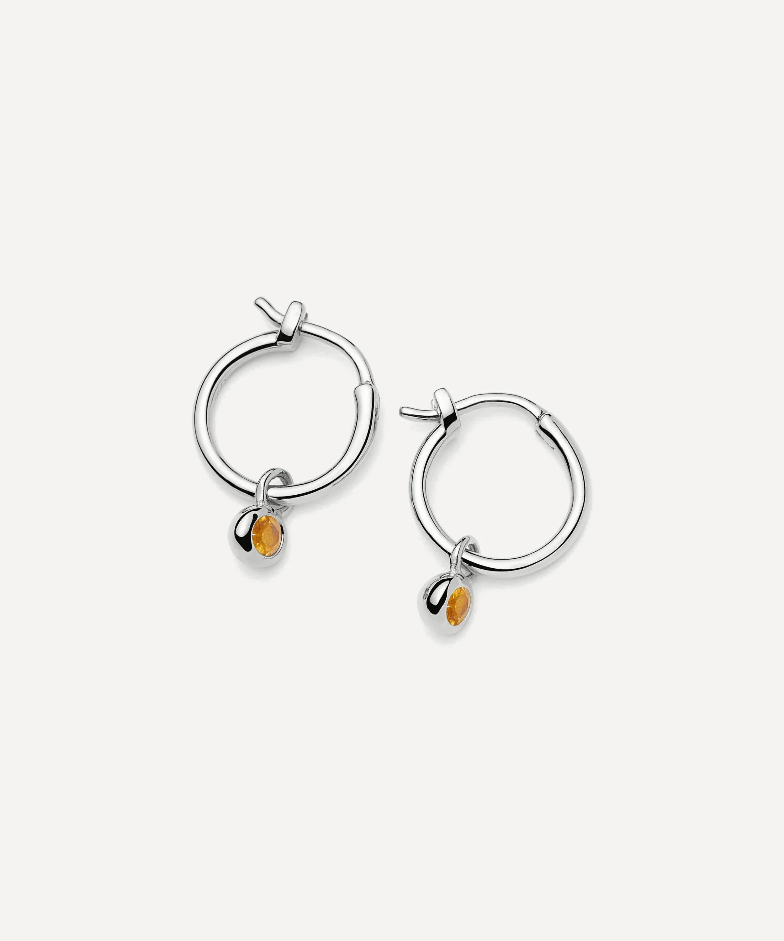 Sterling Silver November Birthstone Mini Charm Hoop Earrings - 1