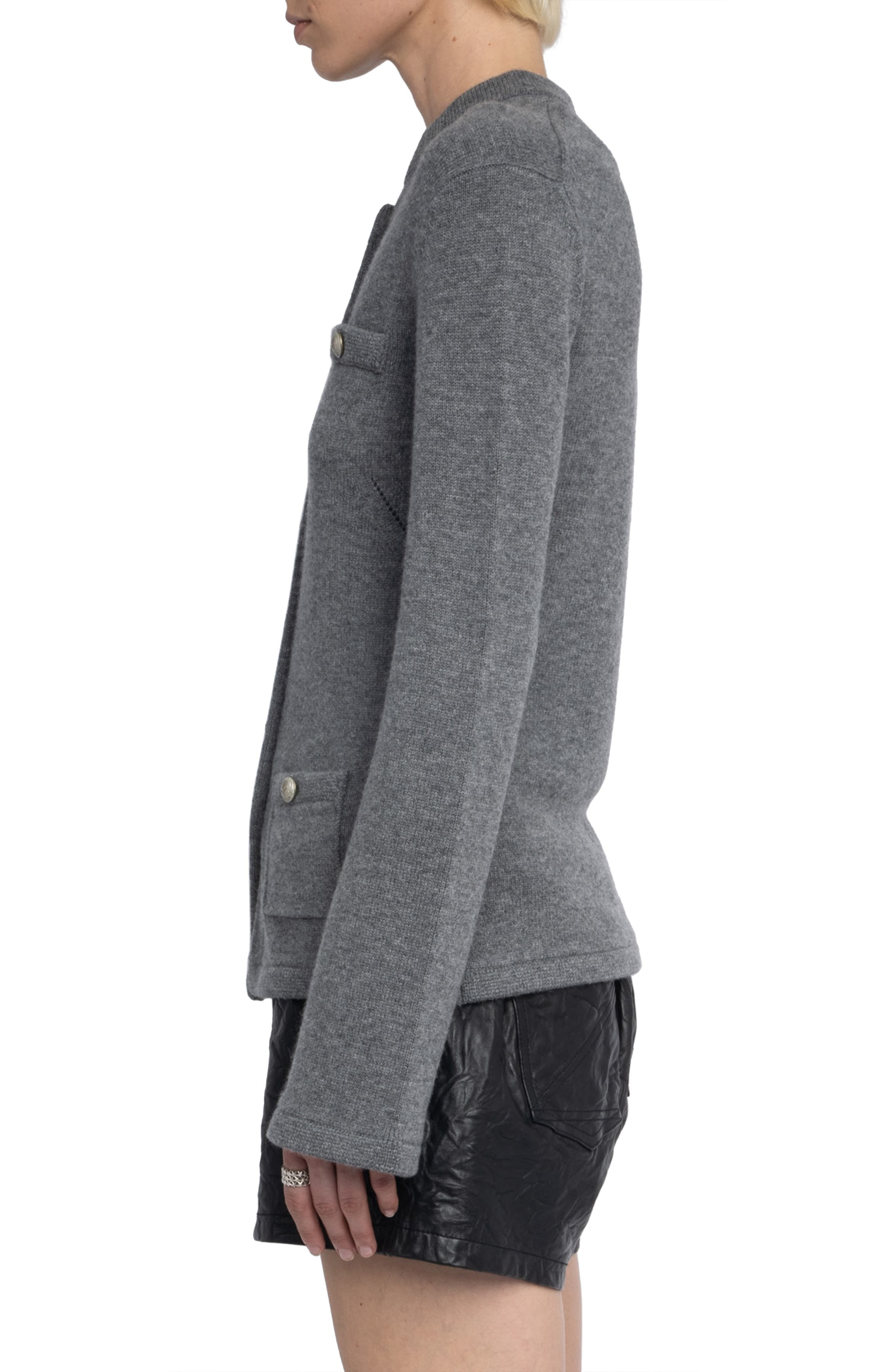 Zadig & Voltaire Lucy Wool & Cashmere Cardigan in Anthracite at Nordstrom - 3