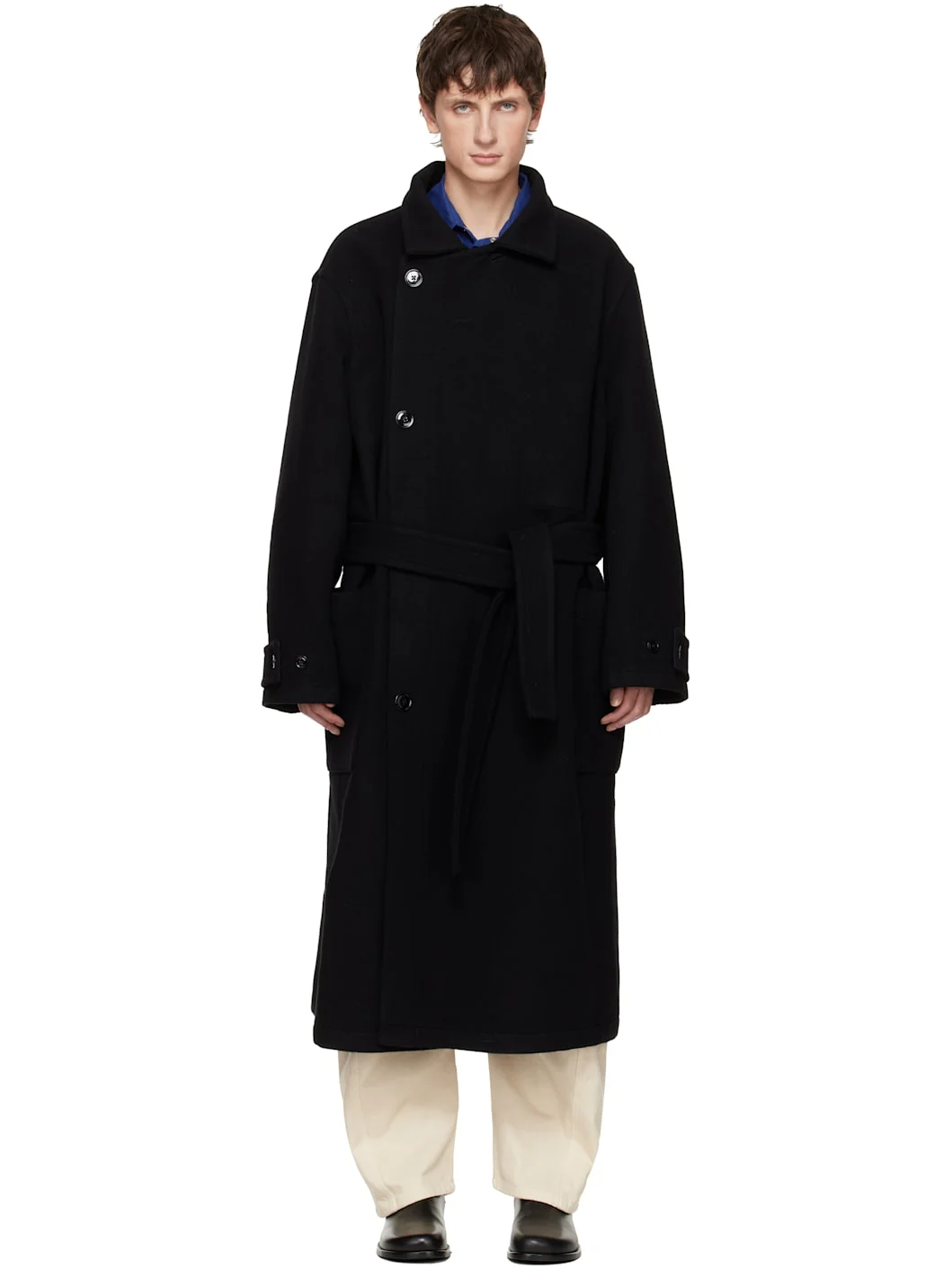 Black Wrap Coat - 1