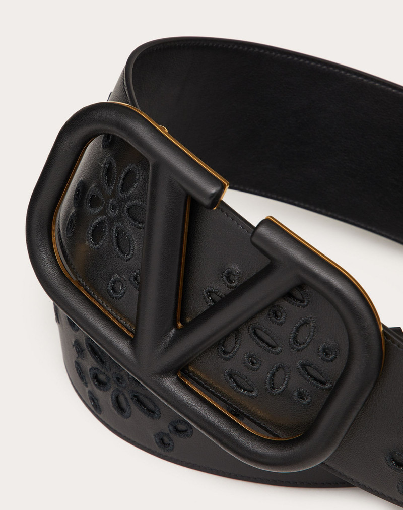 Valentino VLOGO SIGNATURE BELT IN CALFSKIN WITH SAN GALLO EMBROIDERY 70 MM outlook