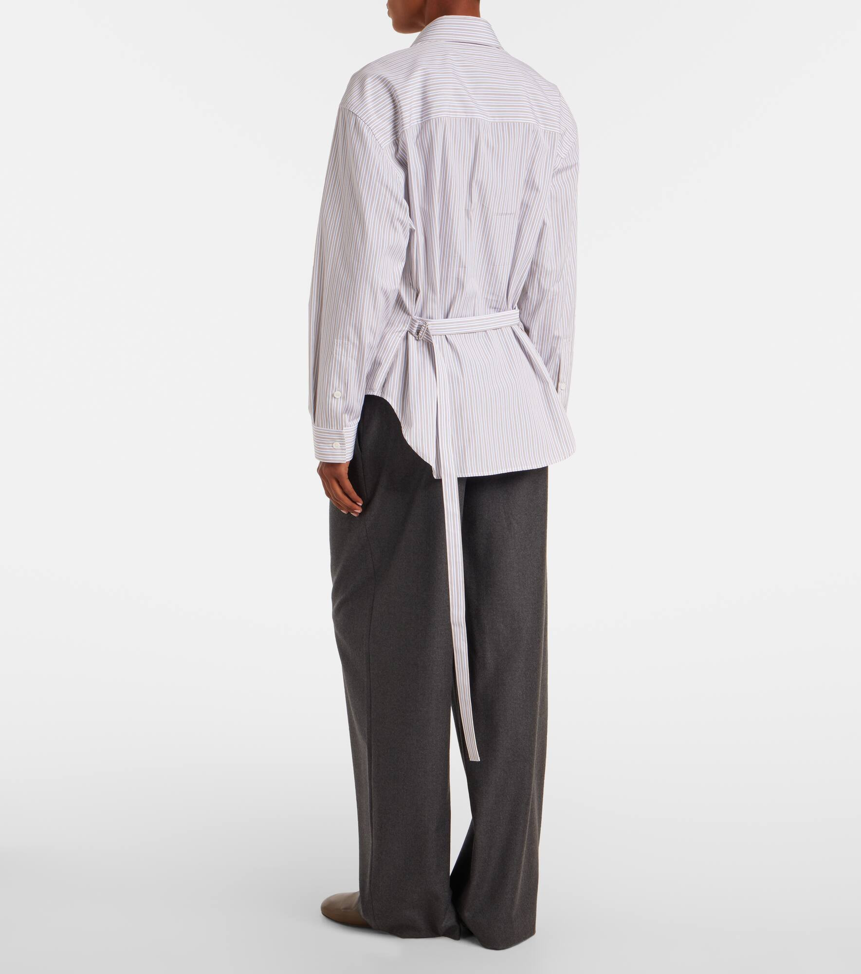 Belted striped cotton poplin shirt - 3