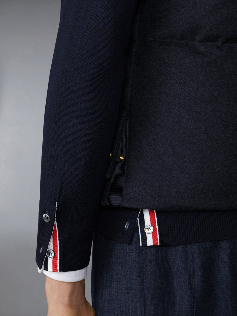 DOWNFILLED SNAP FRONT VEST W/ TONAL GROSGRAIN IN WOOL FLANNEL 5