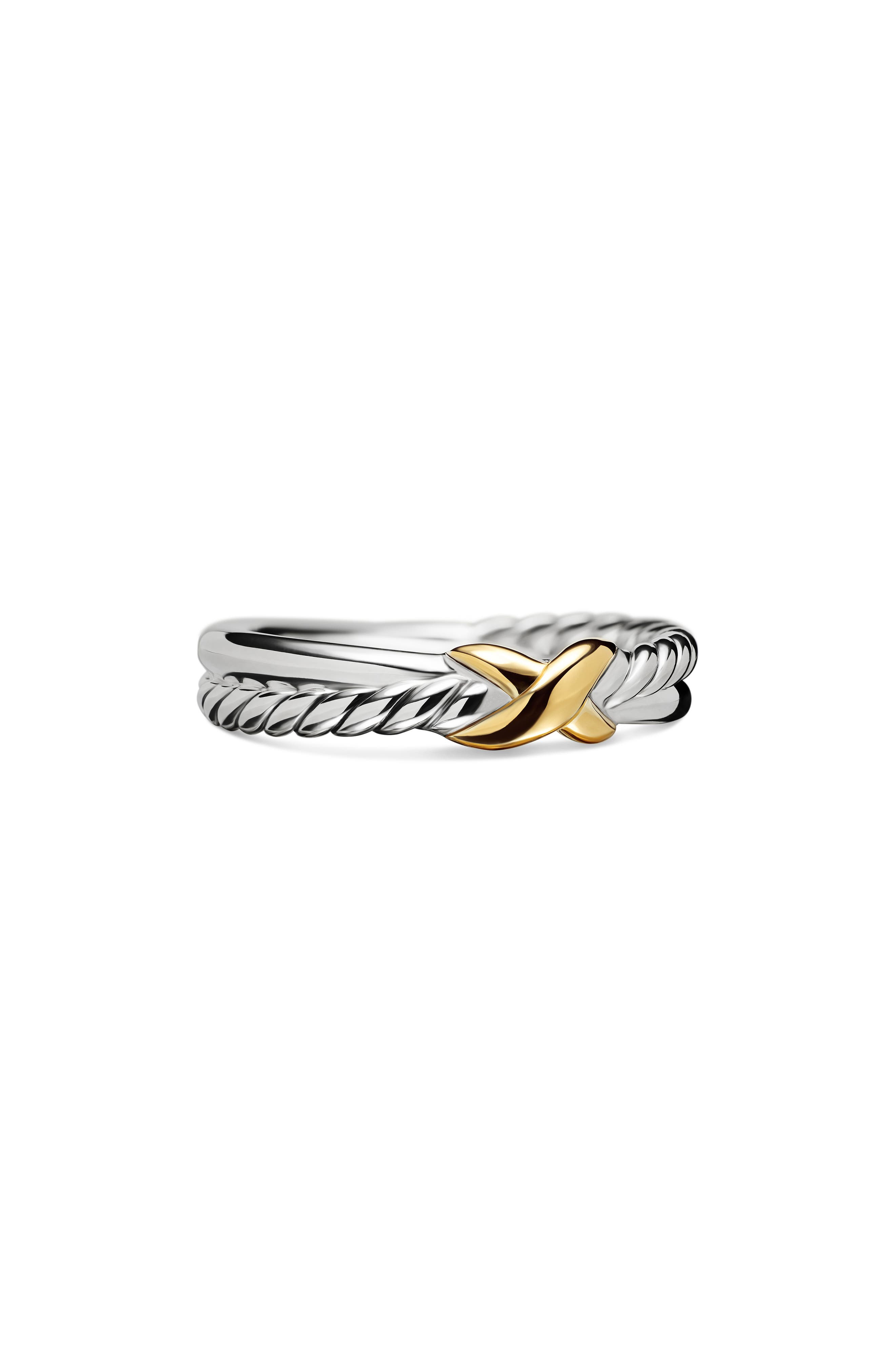 David Yurman Petite X Ring in Sterling Silver with 18K Yellow Gold in Silver/Yellow Gold at Nordstro - 7