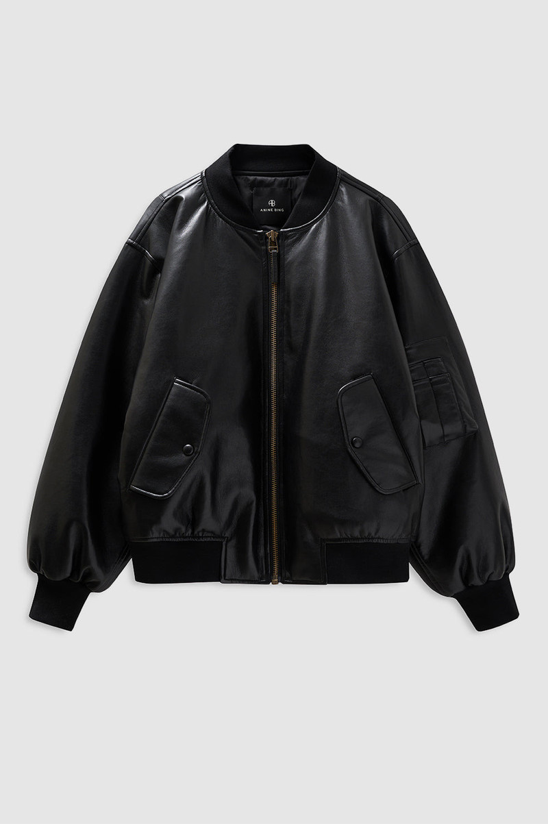 Leon Bomber - Black Recycled Leather - 1