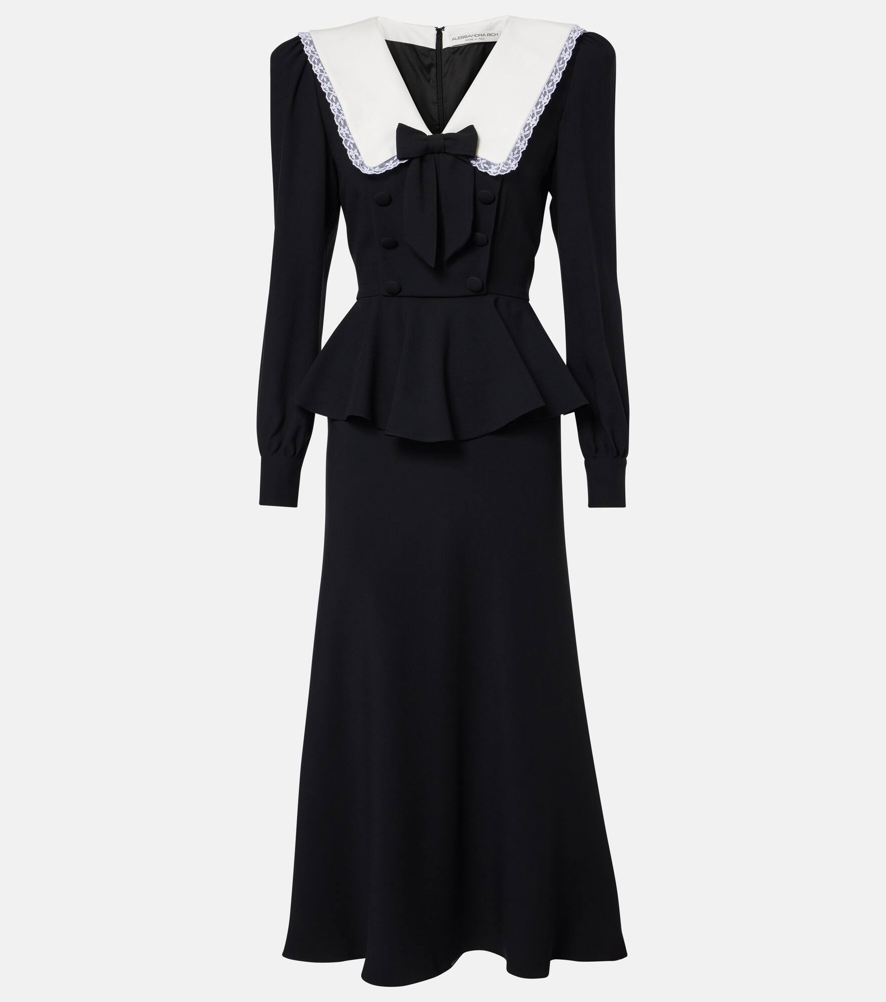 Bow-detail peplum satin midi dress - 1