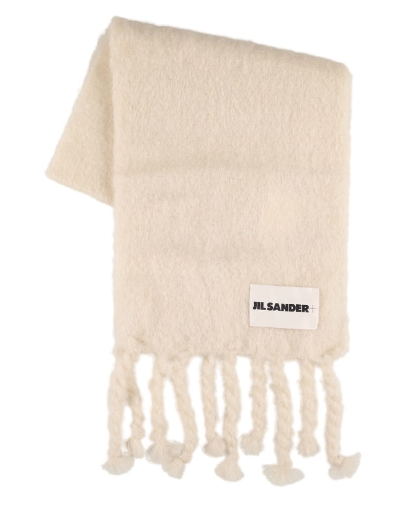 Logo label mohair scarf - 1