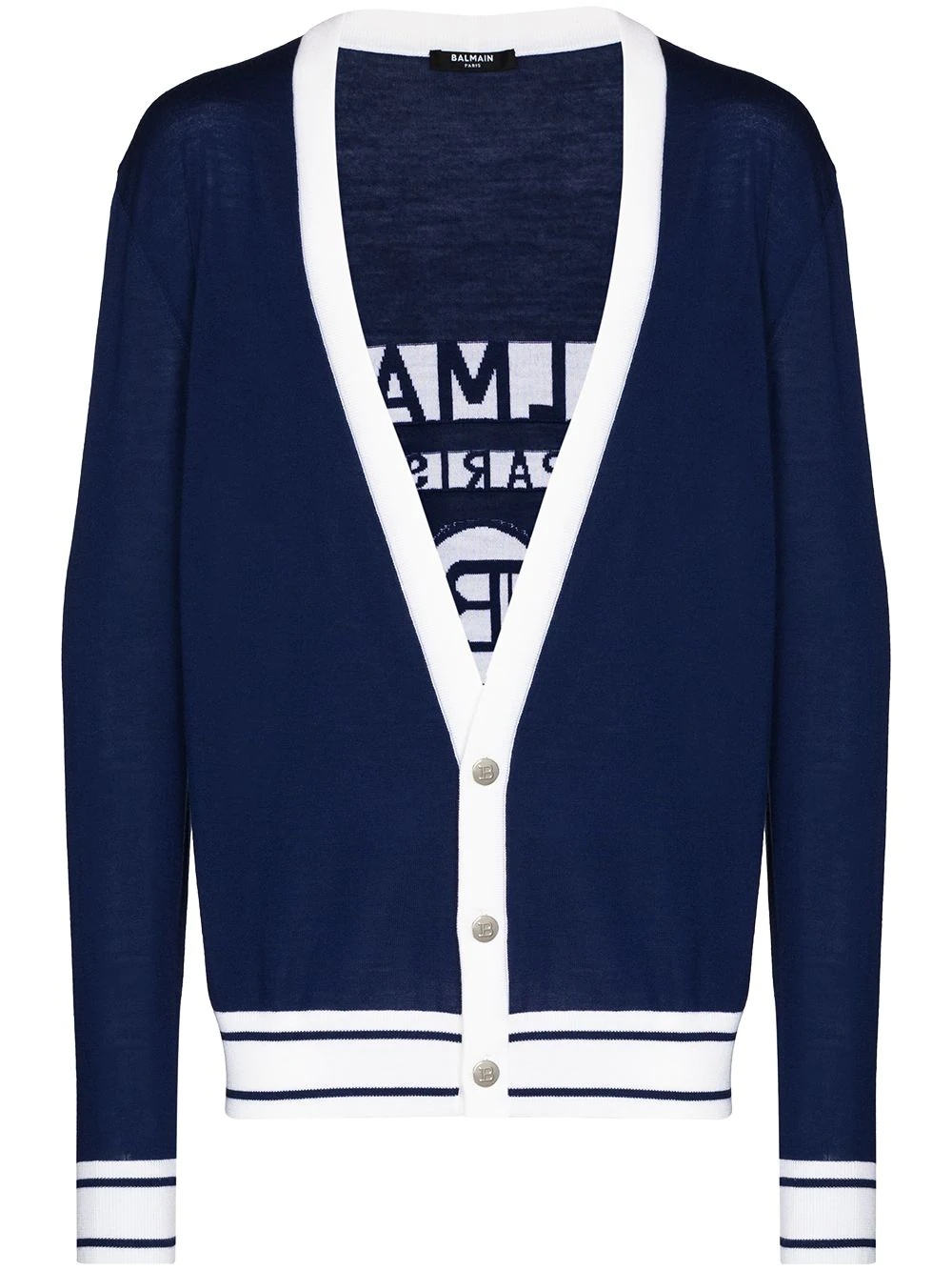 logo-intarsia V-neck cardigan - 1