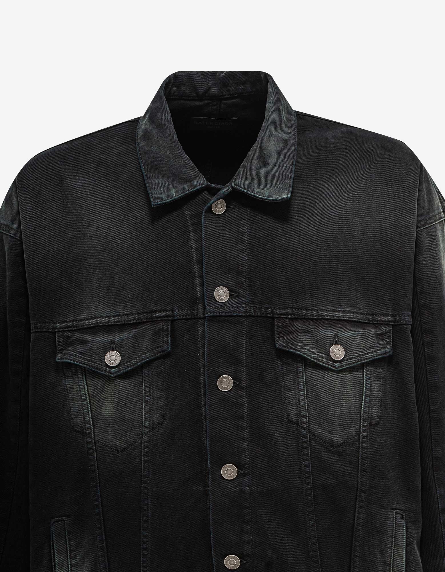 Black Deconstructed Denim Jacket - 3