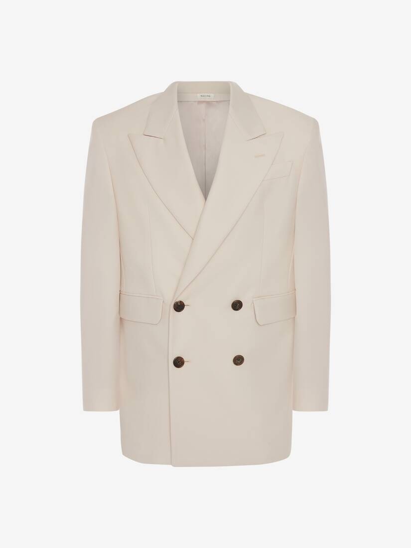 Men's Wool Mohair Double-breasted Jacket in Courtney Pink - 1