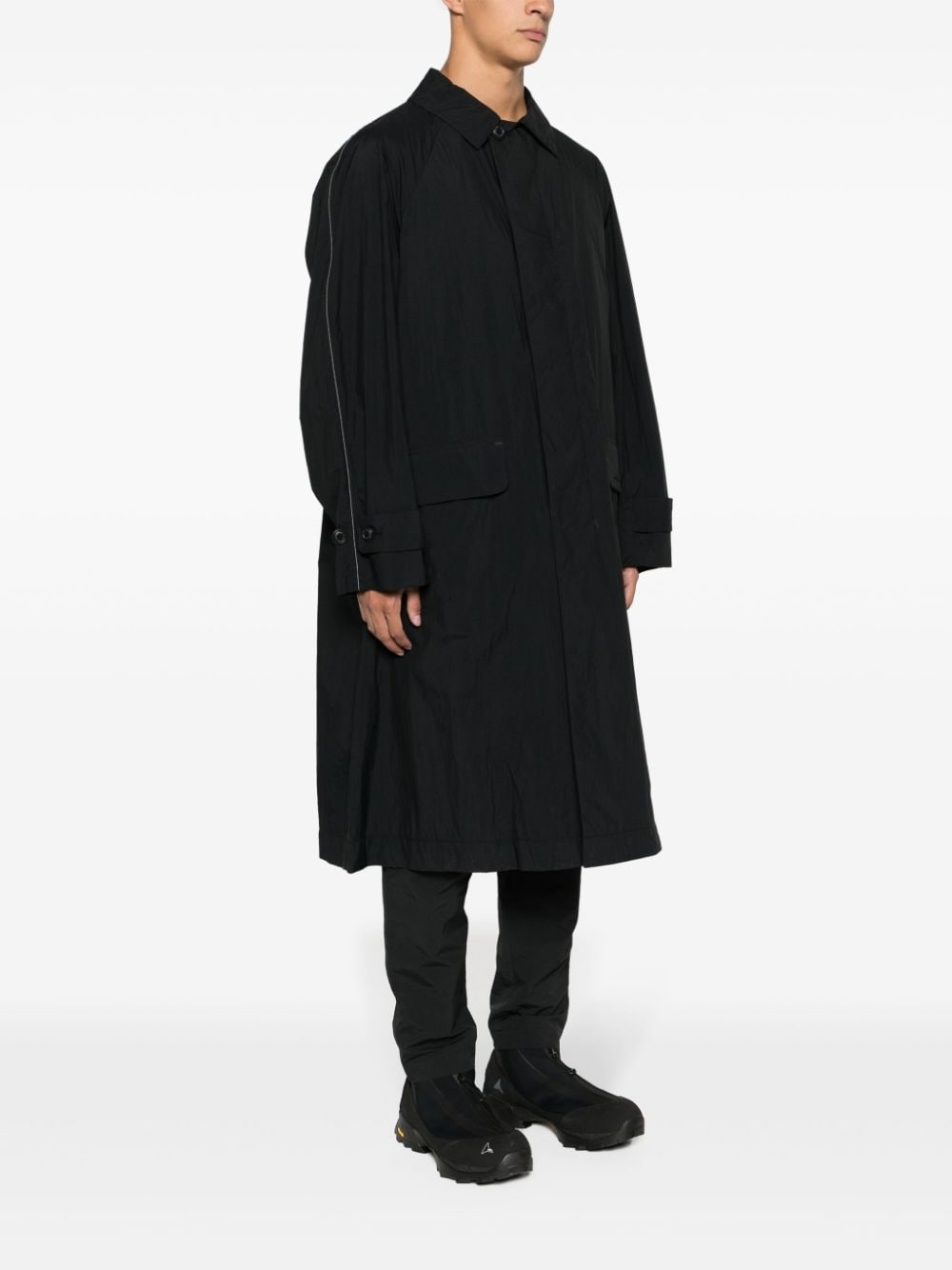 classic-collar long coat - 3