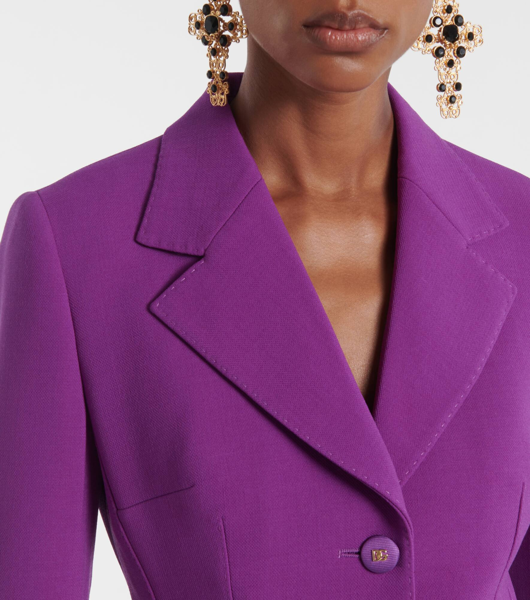 Virgin wool crêpe blazer - 4