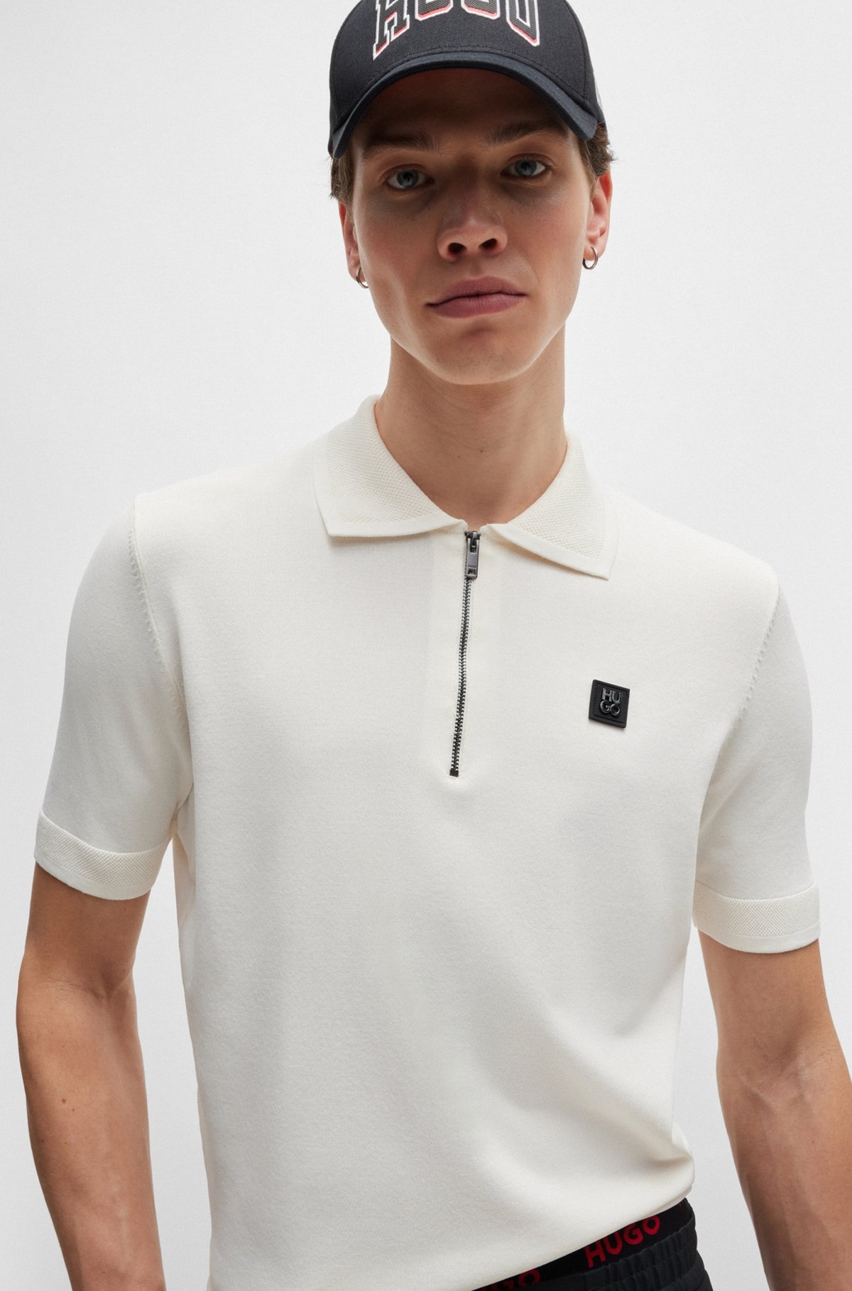 ZIP-NECK POLO SHIRT WITH STACKED LOGO - 3